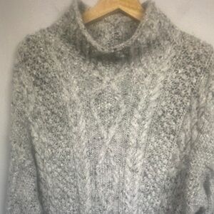 VTG Express Tricot Handknitted Fisherman Cable Knit Chunky Sweater Angora Blend